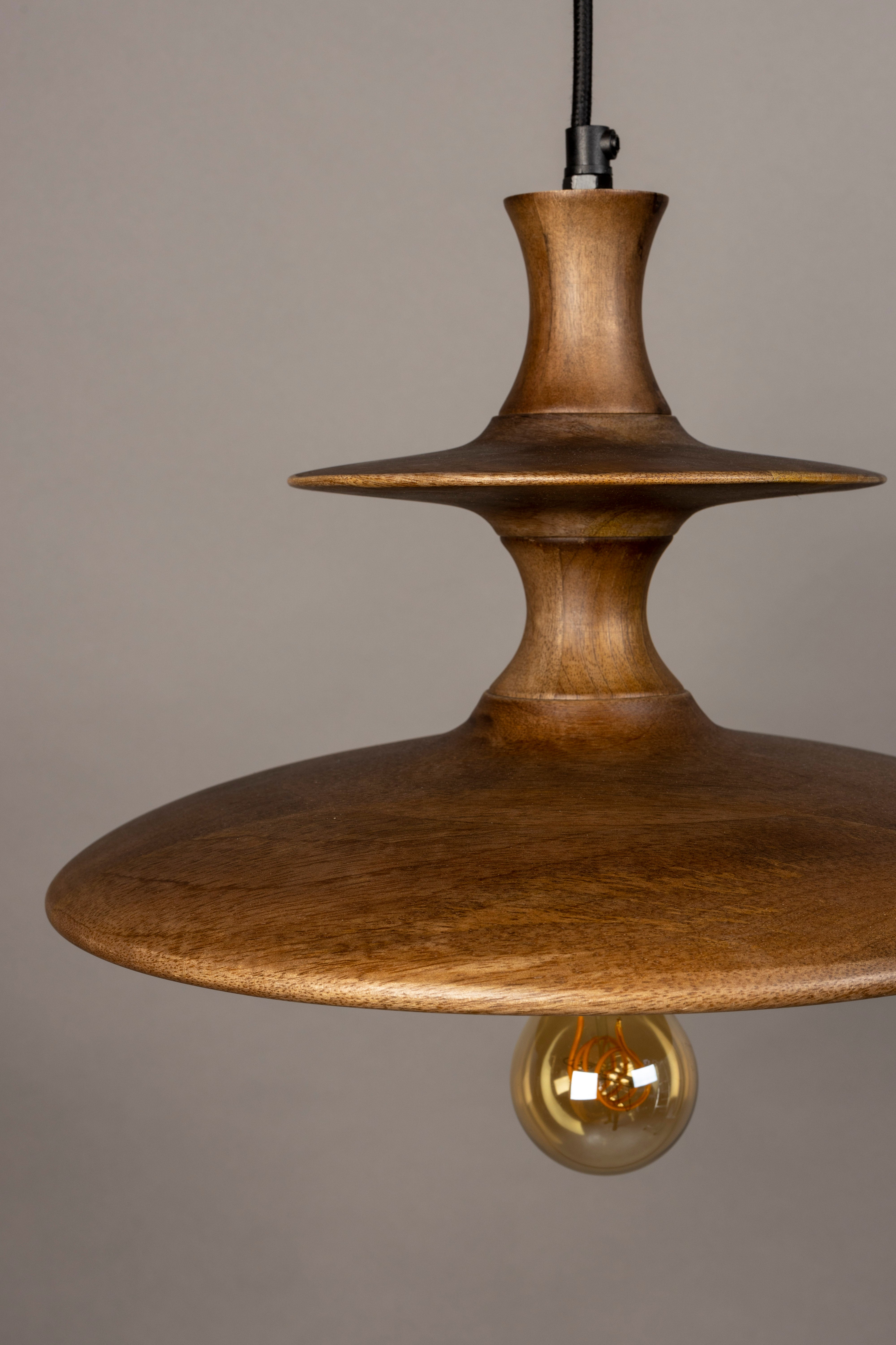 Dutchbone Cath Brown Mango Wood Tiered Pendant Light Small